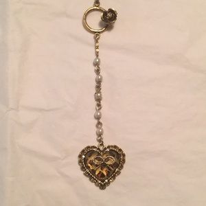 Betsey Johnson Leopard Print Heart Necklace